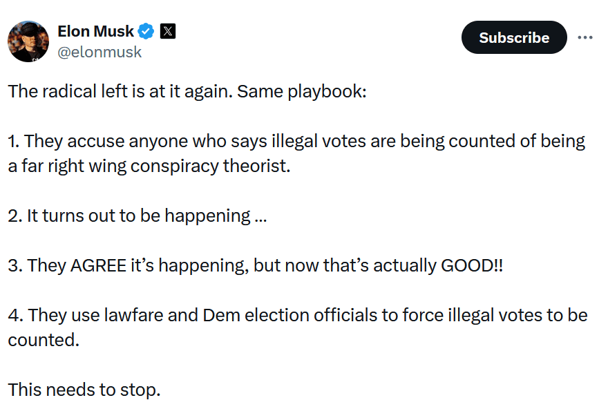 Elon Musk about manipulation of US elections
