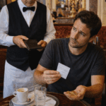 Paying the bill at a traditional café in Vienna.